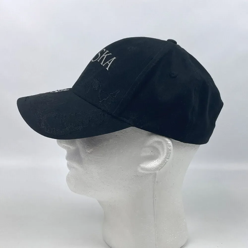 ALASKA Embroidered Husky Sled Dog Team Black Ball Hat Cap Adjustable Iditarod